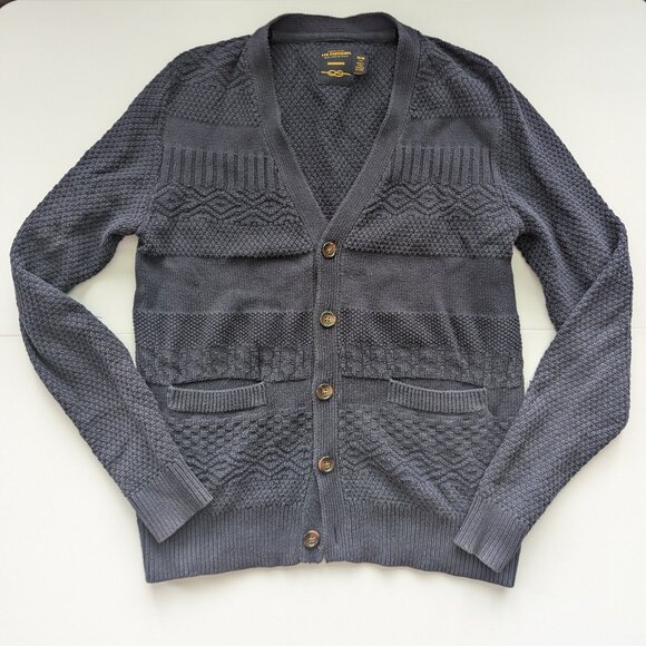 CPO Provisions Mens Medium Navy Cardigan Guernsey Gansey Cable Knit Fisherman - Picture 1 of 7